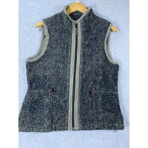 Woolrich Vest Women's Medium Gray Onyx Heather Acrylic Sherpa Mock Neck Full Zip